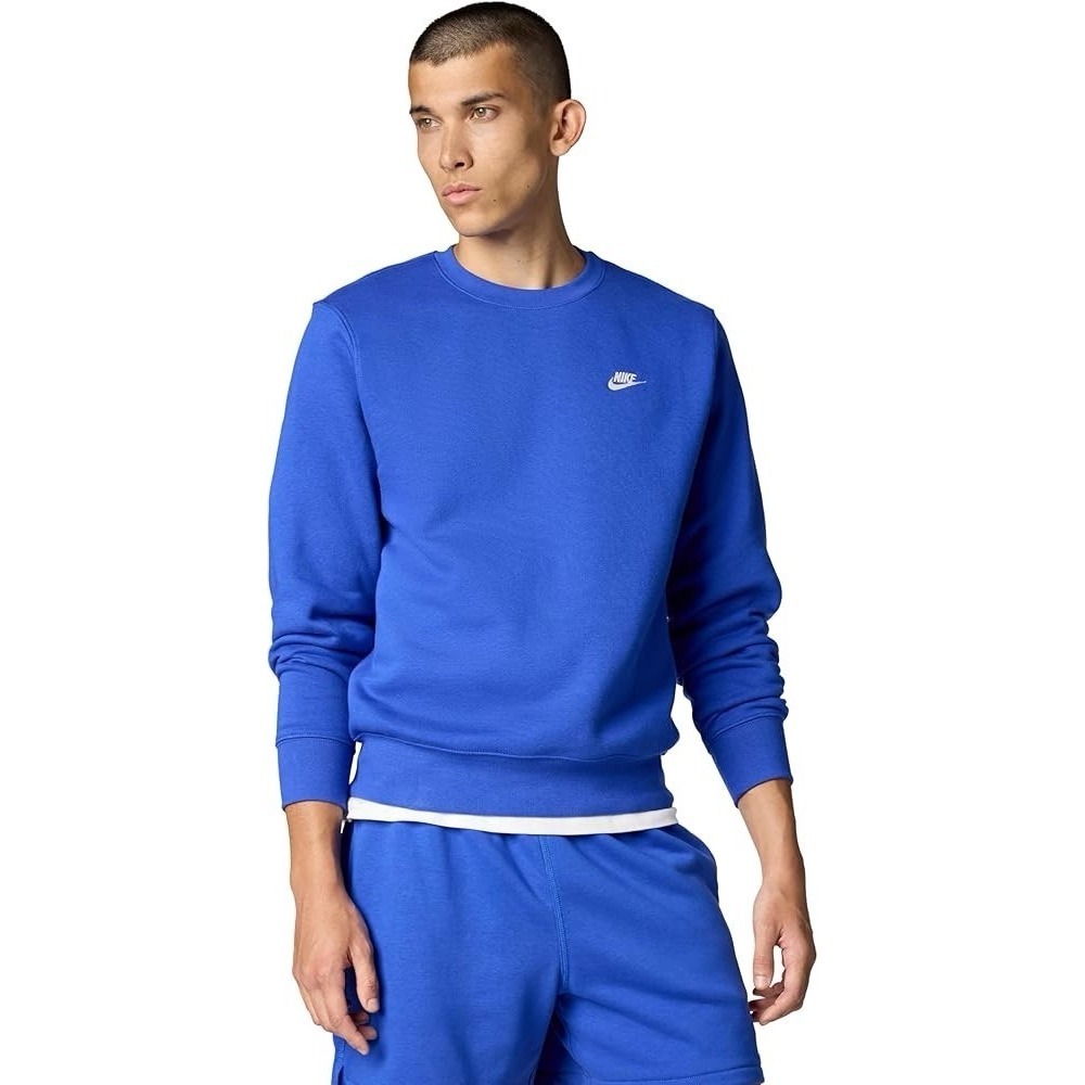Nike Club Fleece Crewneck Sweatshirt Royal Blue Mens Size XL BV2662-100 Swoosh